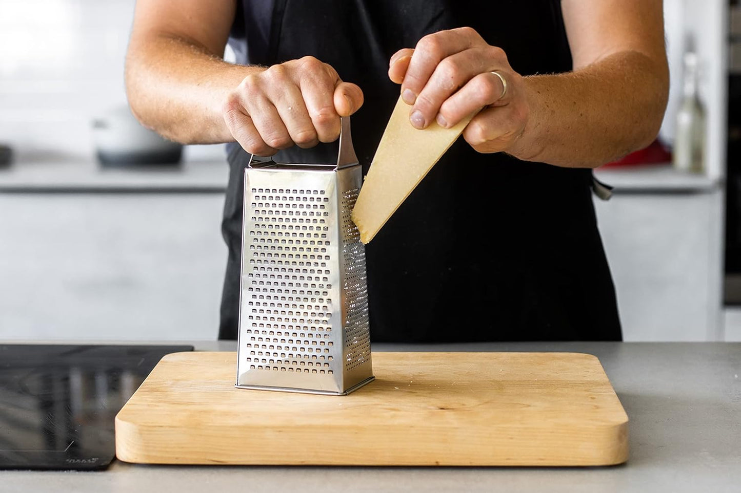 MasterClass Acid-Etched Stainless Steel Box Grater with Handle, 24 cm (9.5"), Silver