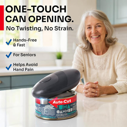 MUELLER HOME SmoothEdge Auto Electric Can Opener – Battery‑Operated One‑Touch w Magnet Lid Lifter – Portable Hands‑Free Automatic Can Openers for Seniors & Arthritis, Smooth‑Edge Cut Technology, Black