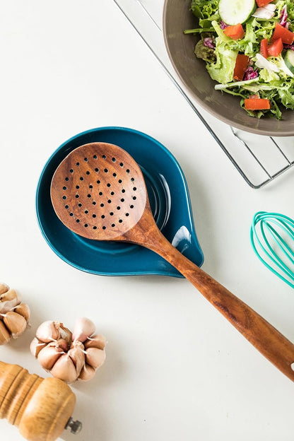 LAUCHUH Spoon Rest, Large Ceramic Spoon Holder for Kitchen Counter Spatula Rest Heat-Resistant Spoon Rest for Stove Top Cooking Utensil Holder, Farmhouse Kitchen Décor for Father's Day, Cream, 5 Inch