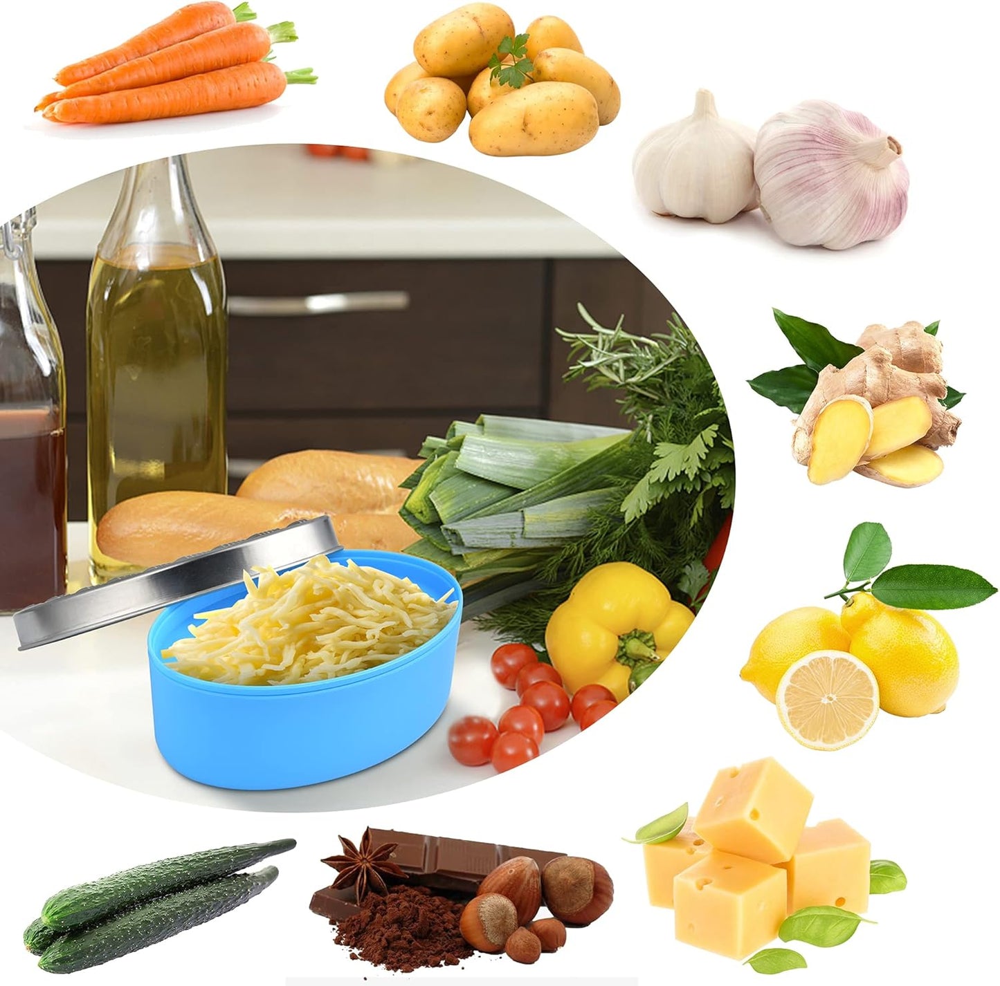 Cheese Grater Akamino Grater Lemon with Food Storage Container & Lid Grinder Grater for kitchen - Perfect For Hard Parmesan，Ginger, Vegetables, Butter (Red)