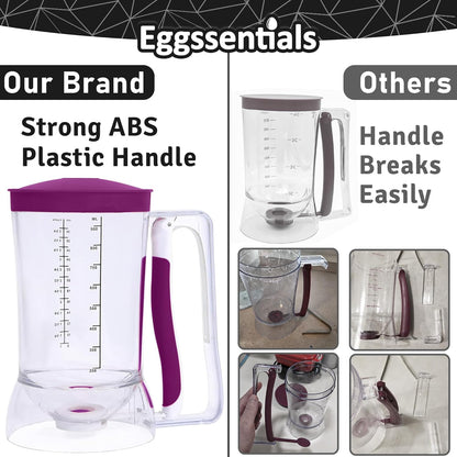 Eggssentials - Pancake Batter Dispenser with 5-Cup Capacity - Waffle Batter Dispenser for Pancakes, Cupcakes & Crepes, Easy-Squeeze Handle, Dishwasher Safe - Black Pancake Dispenser