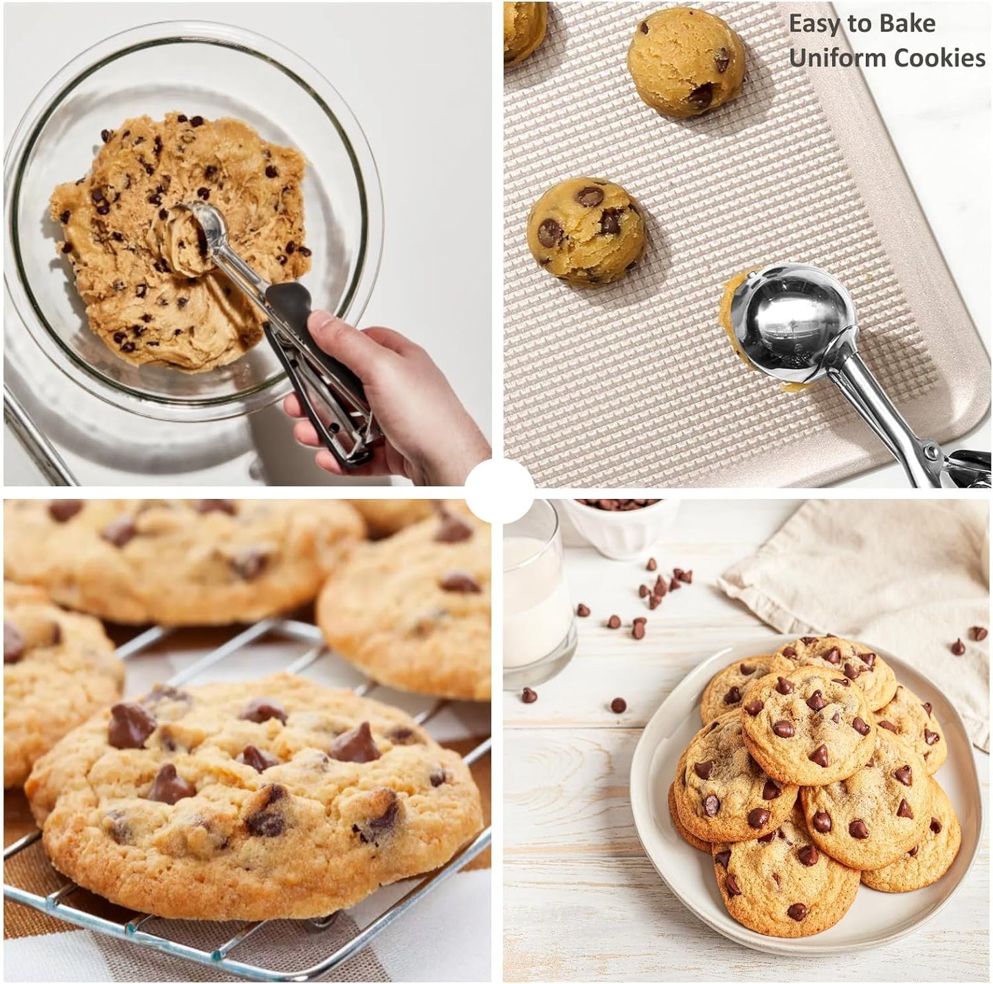 Cookie Scoop, Ice Cream Scoop, 1Tbsp/15 ml/0.5oz Cookie Scoops for Baking, 18/8 Stainless Steel Cookie Scooper for Baking, Ice Cream Scooper with Trigger Release, Cookie Dough Scoop with Non-slip Grip