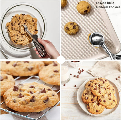 Cookie Scoop, Ice Cream Scoop, 1Tbsp/15 ml/0.5oz Cookie Scoops for Baking, 18/8 Stainless Steel Cookie Scooper for Baking, Ice Cream Scooper with Trigger Release, Cookie Dough Scoop with Non-slip Grip