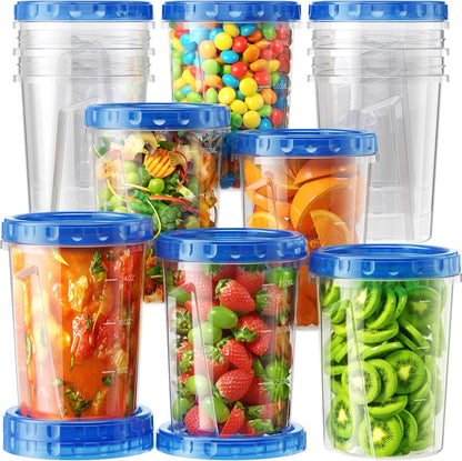 BiuLeon 6 Pack-24 oz Freezer Storage Containers, Plastic Food Storage Containers with Twist Top Lids, BPA Free and Reusable Soup Containers with Lids, Leakproof/Microwave/Dishwasher Safe