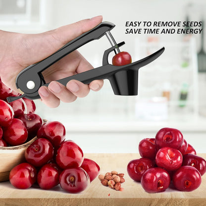 Cherry Pitter - UCMORX Stainless Steel Cherries Pitter Tool Cherries Corer Cherry Remover for Making Cherry Jam with Lock Design(Black)