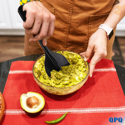 QPQ Good Grips Scoop And Avocado Masher Tool , Guacamole Masher- Slicing & Smashing, Ergonomic Non-Slip Handle, Perfect for Guacamole, Soft Fruits & Vegetables (Black)（Gift 3-in-1 Avocado Slicer）