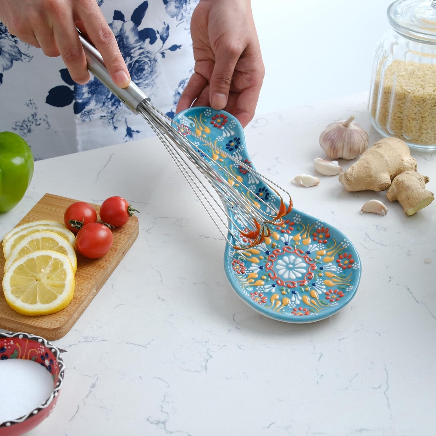 Handmade Spoon Rest, Ceramic Spoon Rest for Stove Top, 10" Spoon Rest for Kitchen Counter, Dishwasher Safe Spoon Holder for Stove, Housewarming Gifts Utensil Rest, Colorful Spoon Rests (Black)
