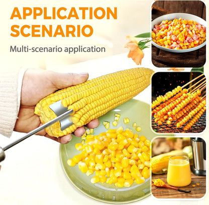 2024 New Magic Corn Peelers, Long Handle Stainless Steel Corn Stripping Tool, Corn Stripper Corn Cob Stripper Tool, 304 Stainless Steel Corn Thresher with Ergonomic Handle, Kitchen Gadget