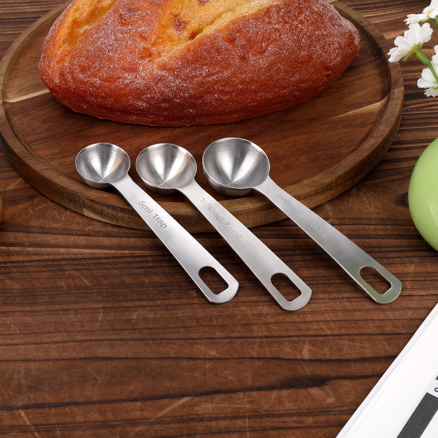 3pcs Measuring Spoon, Stainless Steel Table Spoons Measuring Spoons 1 Tsp Scoop Teaspoon 1/3 Tablespoon 5 ML | 5 CC Metal Spoon Short Handle for Kitchen Tea Soup Ingredients (Short)
