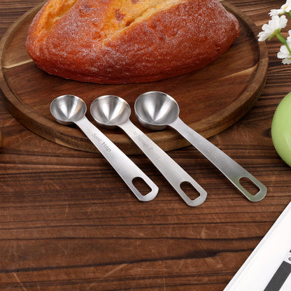 3pcs Measuring Spoon, Stainless Steel Table Spoons Measuring Spoons 1 Tsp Scoop Teaspoon 1/3 Tablespoon 5 ML | 5 CC Metal Spoon Short Handle for Kitchen Tea Soup Ingredients (Short)