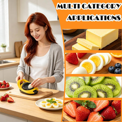 NOVANO Egg Slicer for Hard Boiled Eggs, Stainless Steel Wire Egg Cutter, Egg Salad Maker ，Kitchen Gadget for Eggs, Avocado, Strawberry, kiwi fruit