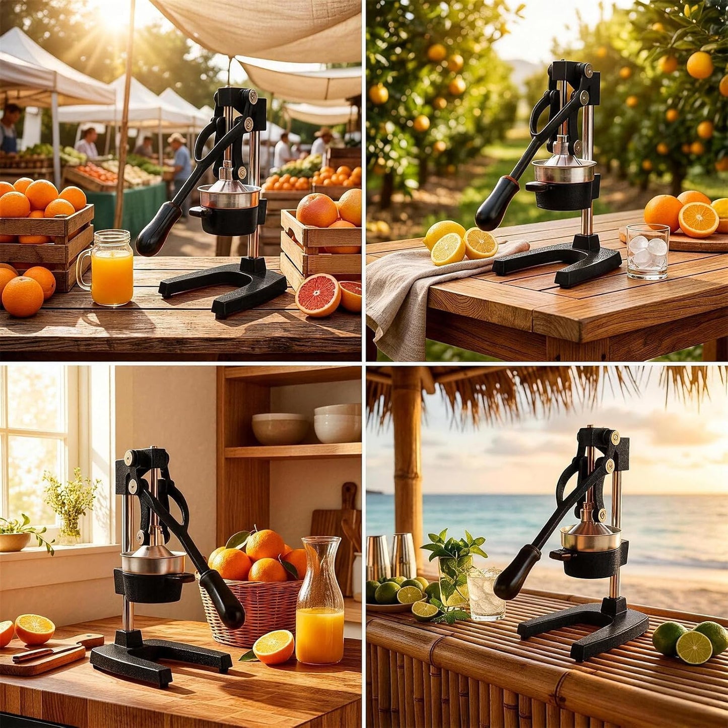 Cast Iron Citrus Juicer - 13.8LB Heavy Duty Manual Orange Press, 304 Stainless Steel Cup & Strainer, Professional Lemon Grapefruit Pomegranate Squeezer for Home Bar Kitchen, Orange
