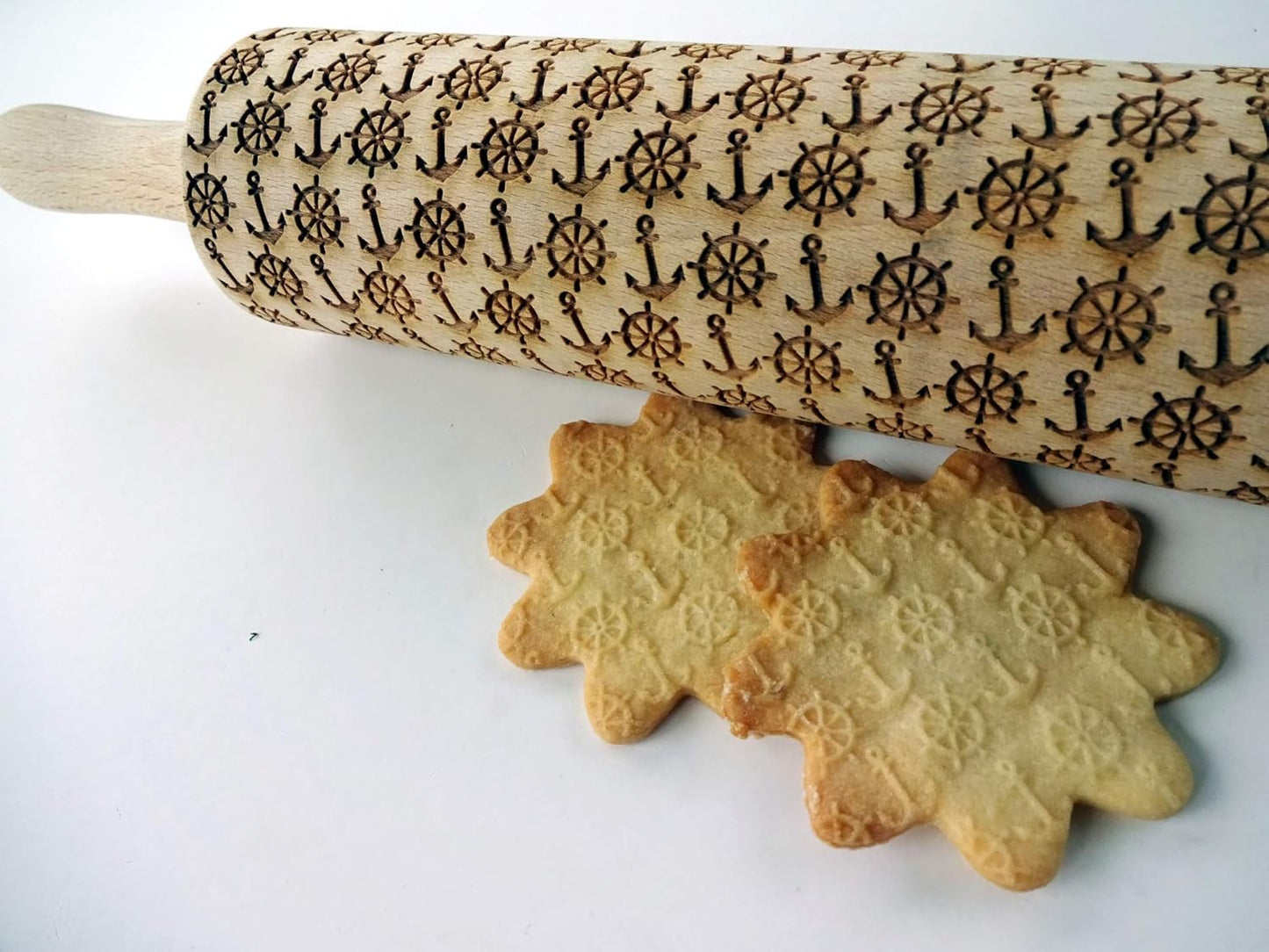 Embossing Rolling Pin SHELLS. Dough and Clay Roller for Embossed Cookies and Pottery. Cookie and Ceramic Stamp. Backing Gifts for Women by Algis Crafts