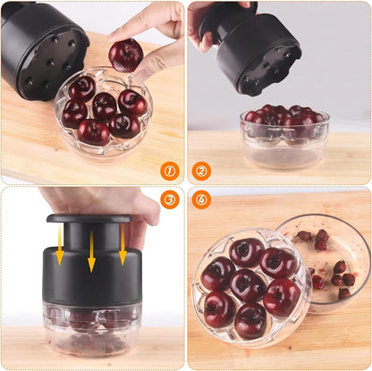 Cherry Pitter Multi 7-IN-1 Stainless Steel Cherry Pitter Tool Cherries Corer Making Cherry Jam (Red)