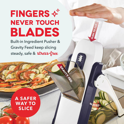 Dash Safe Slice® Mandoline - Compact, Foldable Food Slicer - Slice, Dice, Julienne & More - Perfect for Quick Food Prep - Recipe Guide Included - Aqua