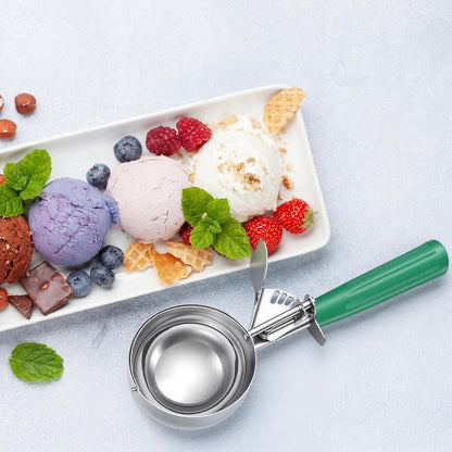 1 Pcs 8 Ounce Portion Scoops Ice Cream Scooper with Trigger Stainless Steel Portion Control Scoop for Restaurant, Baking Food, Cookie Dough, Cupcake Batter (Red)