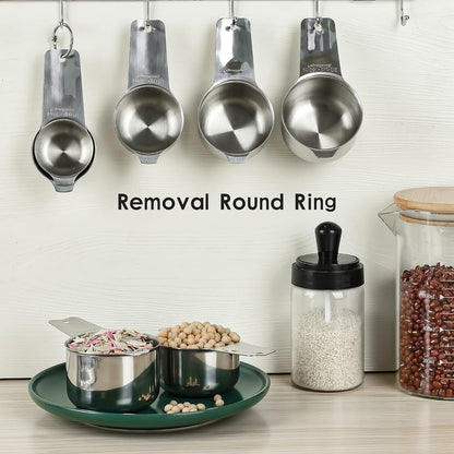Measuring Cups and Spoons Set, Copper Measuring Cups and Spoons Set for Dry & Liquid, Metric&US 7 Stainless Steel MeasureR Cup&9 Spoon Leveler & Measure Enquivalents for Kitchen & Baking