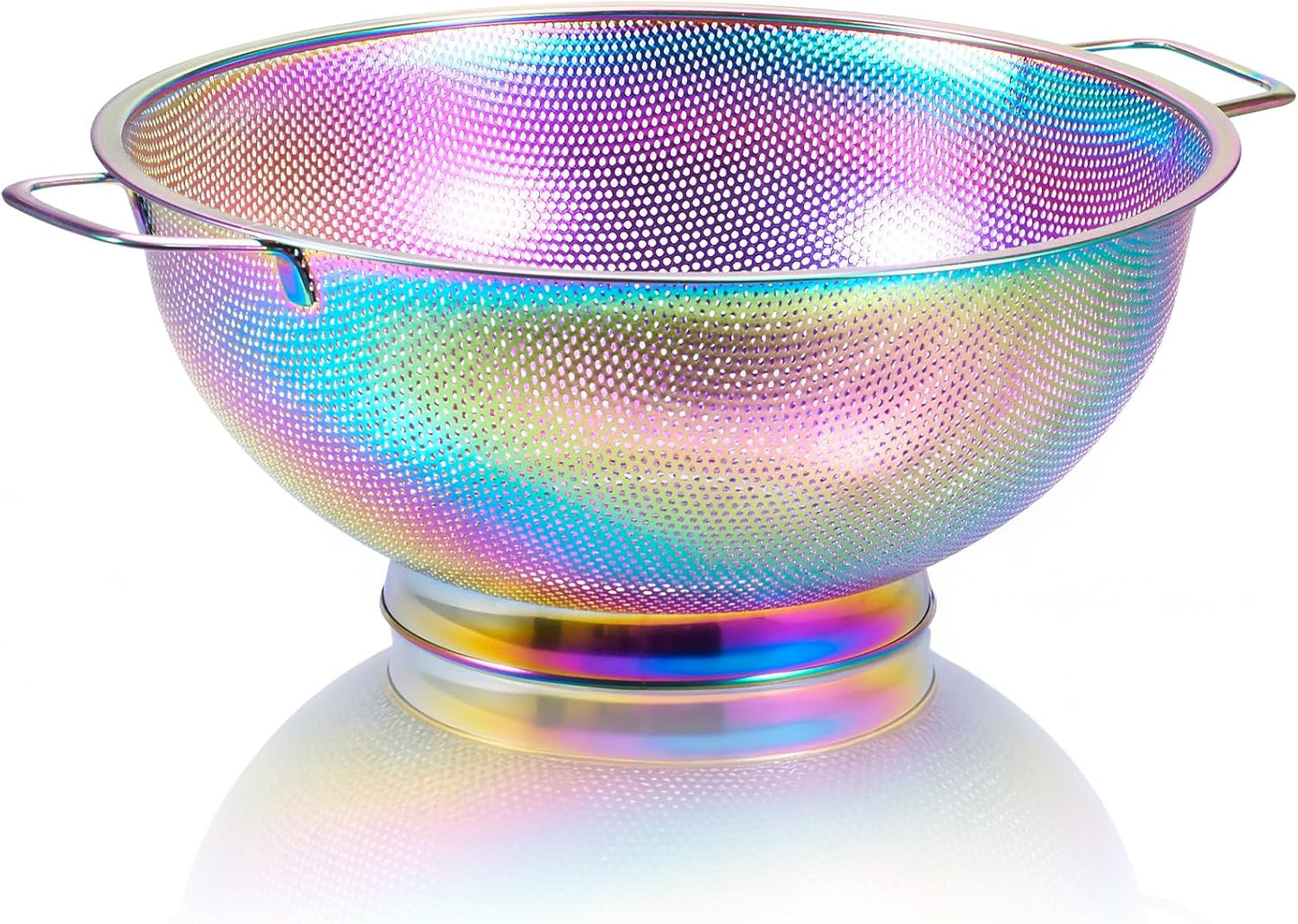 Rainbow Strainer for Kitchen, 3QT, Stainless Steel Colander with Handle for Fruits Vegetables Cooking Food, Dishwasher Safe