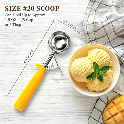 HOMURE H 4 oz Scoop, Large Ice Cream Scoop with Trigger, #8 Disher, Muffin Scoop, Portion Scoop, Cookie Scoop for Baking, Grey Handle, for Making Ice Cream Cookie Muffin Cupcake Mashed Potato