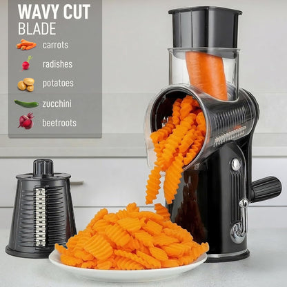 Zulay Kitchen Rotary Cheese Grater 5 Blade Cheese Shredder - Manual Hand Crank Cheese Grater With Reinforced Suction & 5 Interchangeable Drums - Easy to Use, Vegetable Chopper Round Mandoline Slicer - Colors B