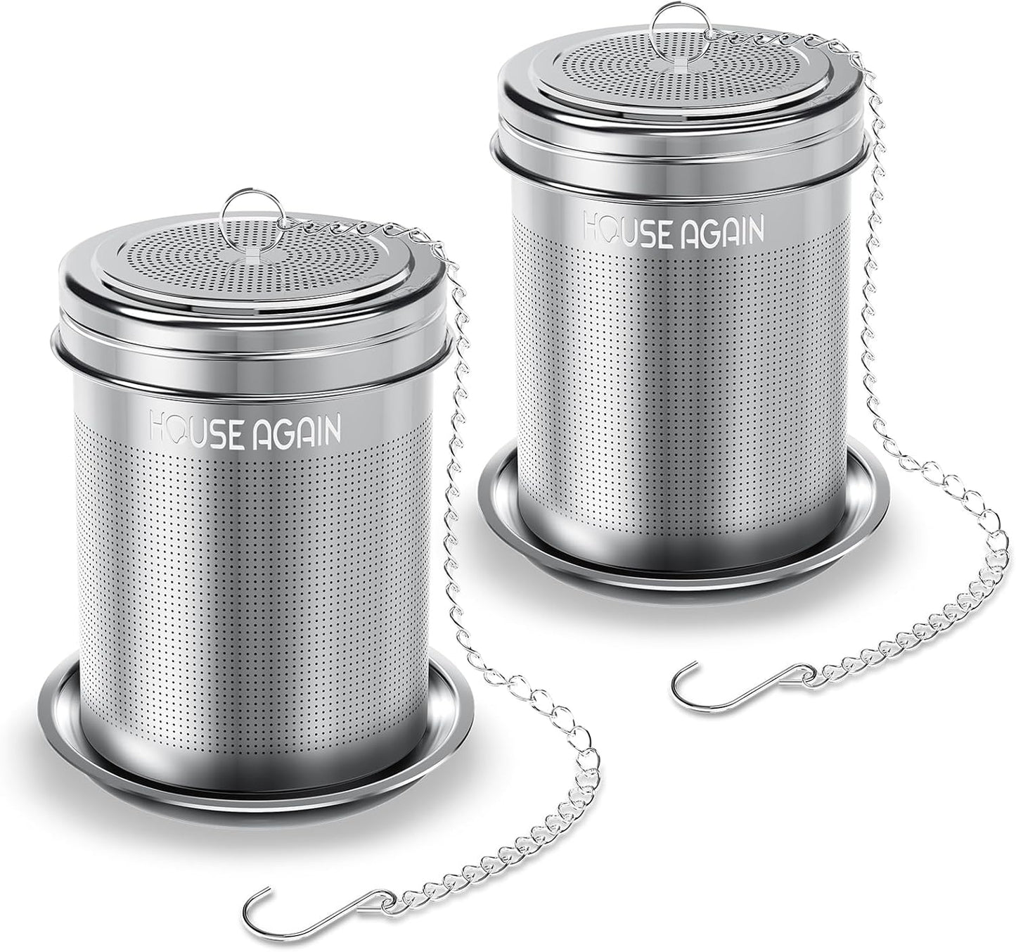 House Again Large Tea Infuser, Extra Fine Mesh Tea Strainers for Loose Tea, 18/8 Stainless Steel Tea Strainer with Extended Chain Hook, Tea Steeper for Brew Tea, Spices & Seasonings, for Multi Cups