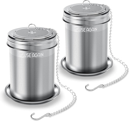 House Again Large Tea Infuser, Extra Fine Mesh Tea Strainers for Loose Tea, 18/8 Stainless Steel Tea Strainer with Extended Chain Hook, Tea Steeper for Brew Tea, Spices & Seasonings, for Multi Cups