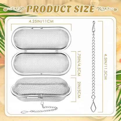 Hoolerry 3 Pcs Tea Ball Infusers Loose Leaf Tea Strainers Steeper Stainless Steel Mesh Floating Oval Filters 4.25 x 1.75 Inch for Kitchen and Home