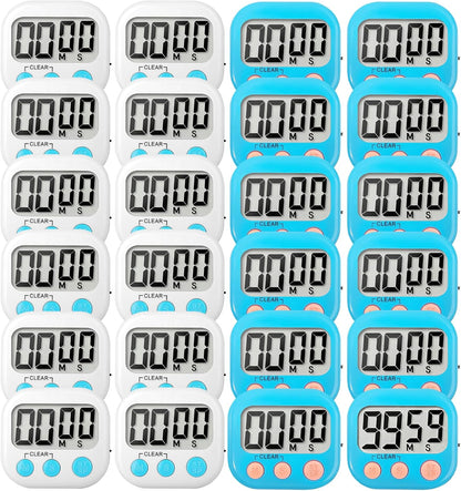6 Pack Digital Kitchen Timer Small Classroom Timers for Kids Teachers (Blue&White)