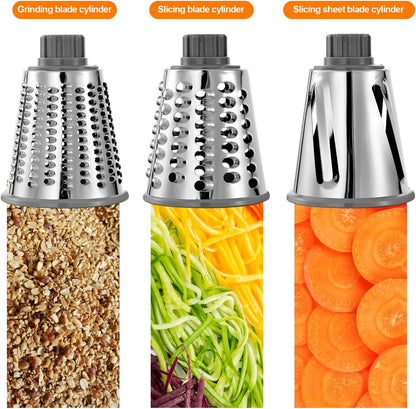 Rotary Cheese Grater Hand Crank with Suction Base, 3-in-1 Cheese Shredder for Cheese, Vegetables & Nuts, Easy to Clean (black)