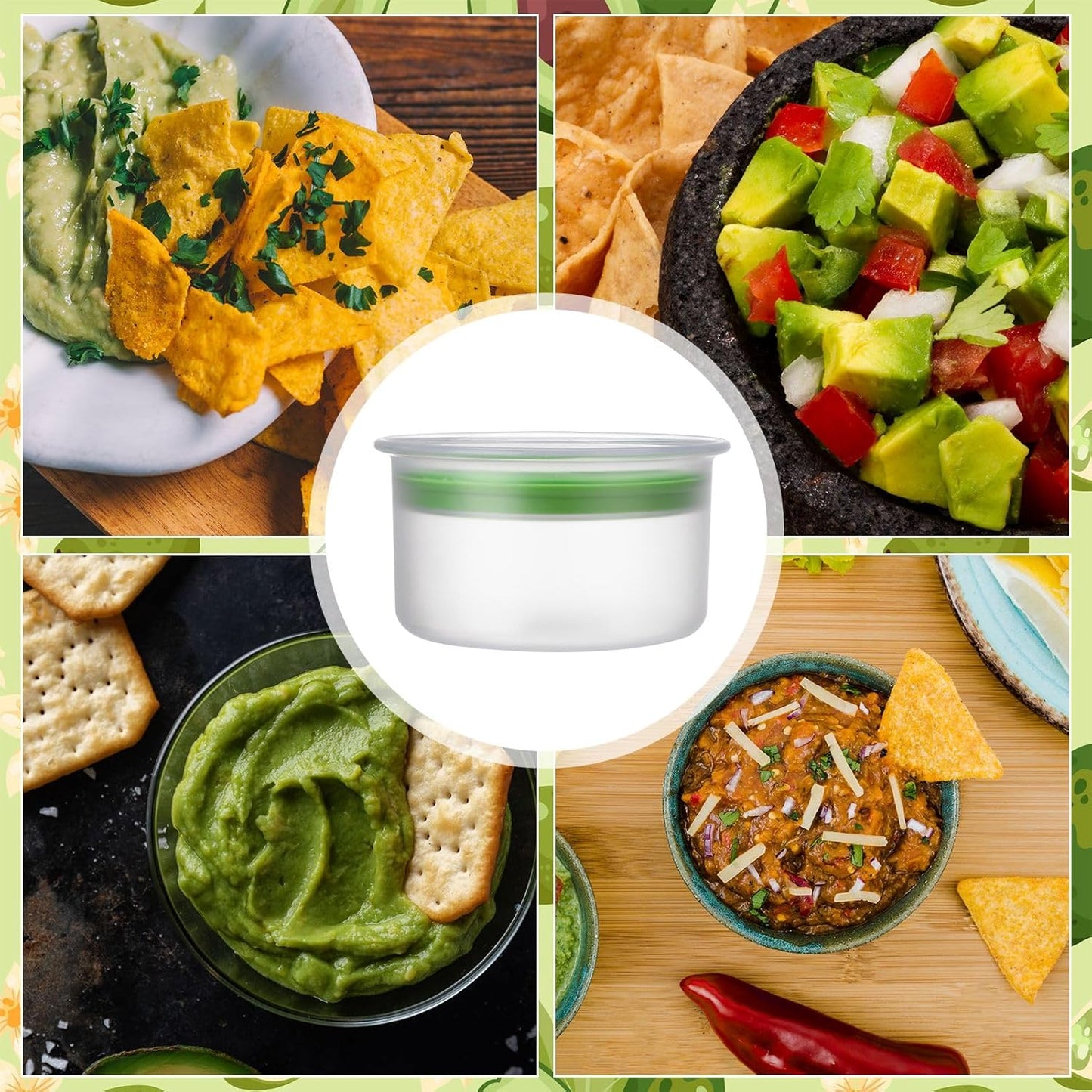 4 PCS Guacamole Keeper Set Guacamole Bowls Avocado Keeper Fresh Guacamole with 2-in-1 Avocado Slicer Avocado Knife and Cleaning Sponge Plastic Kitchen Storage Container(Green 1pcs)