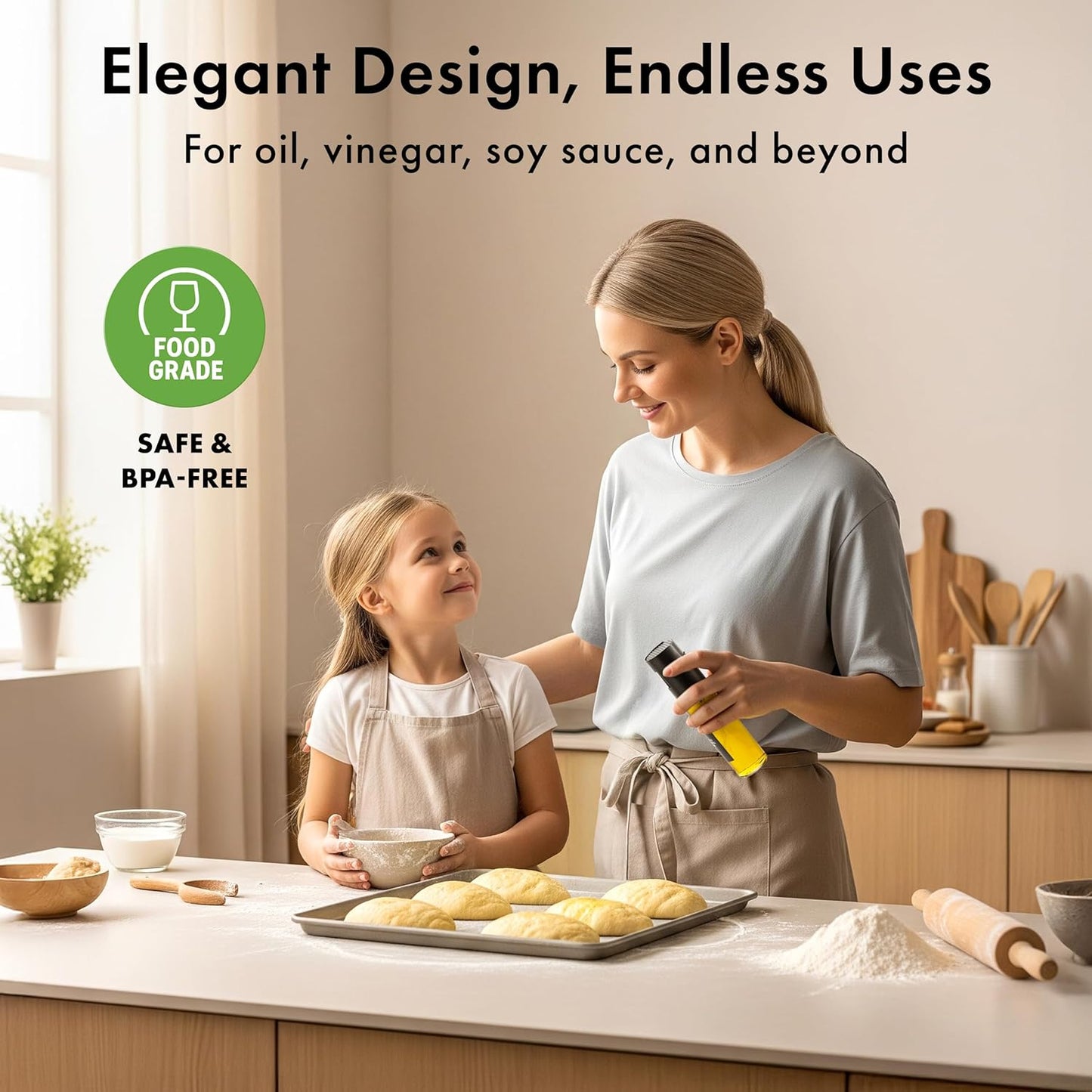 EDELHAUS Oil Sprayer Set of 2 – Oil Spray Bottle Made of Stainless Steel & Glass, for Healthy Cooking, Sprayer for Precise Dosage, for Cooking Oil & Vinegar Including 20 Labels, Funnel