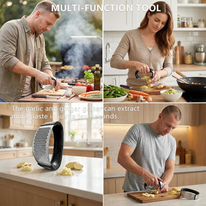 2-Pack Professional Garlic Press Set: [2-in-1 with Chopping Blade] + [Classic Heavy-Duty Rocker]. Complete Kitchen Solution with Ergonomic & Easy-Clean Handles