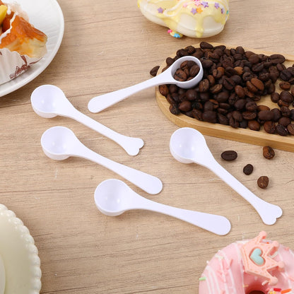 12pcs Plastic Teaspoon Measuring Spoons 5ml Bulk Reusable Scoop Measuring Spoons Long Handle Scoops for Coffee Spice Jars Small White Measurings Tablespoon Kitchen Cooking Tool for Baking