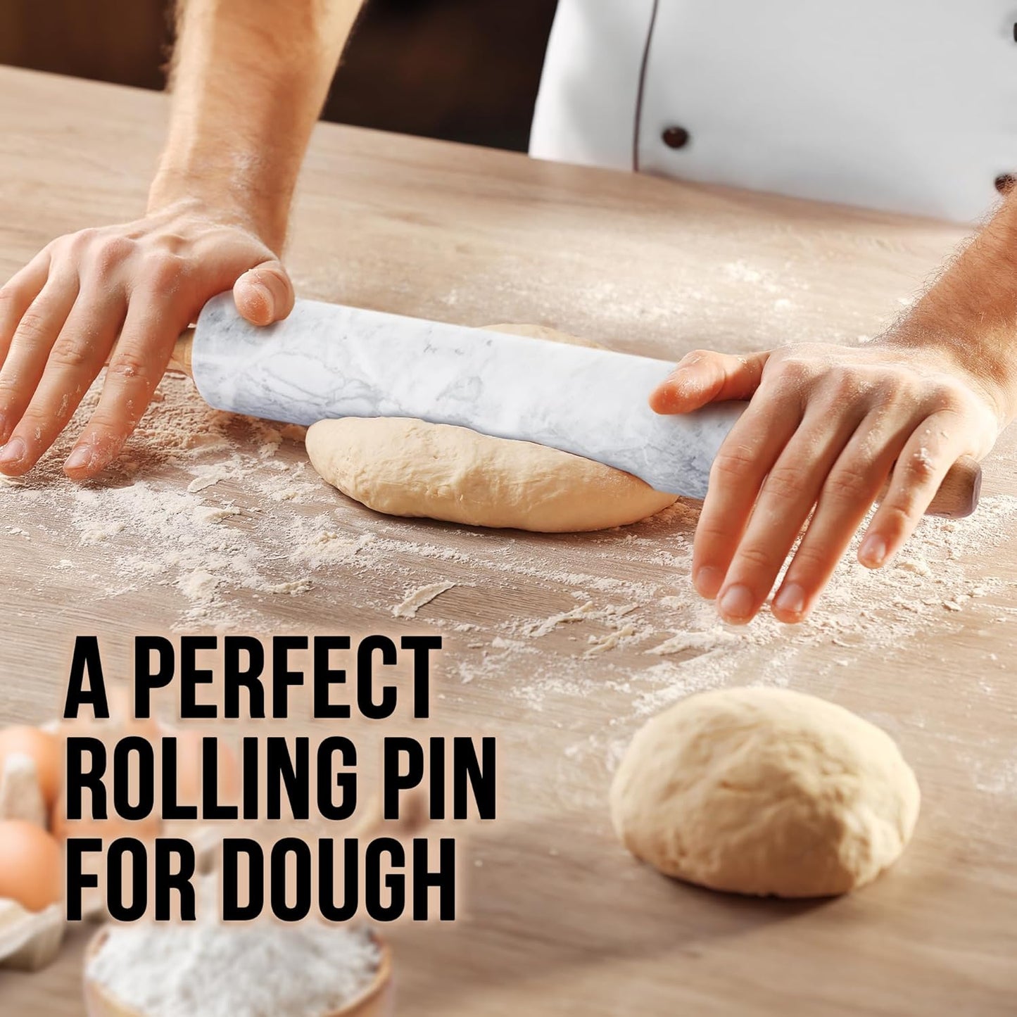 Zulay Kitchen 15.9 inch Professional Stainless Steel Rolling Pin - Lightweight Metal French Rolling Pin - Perfect for Baking, Fondant, Pizza Dough Roller, Dumpling