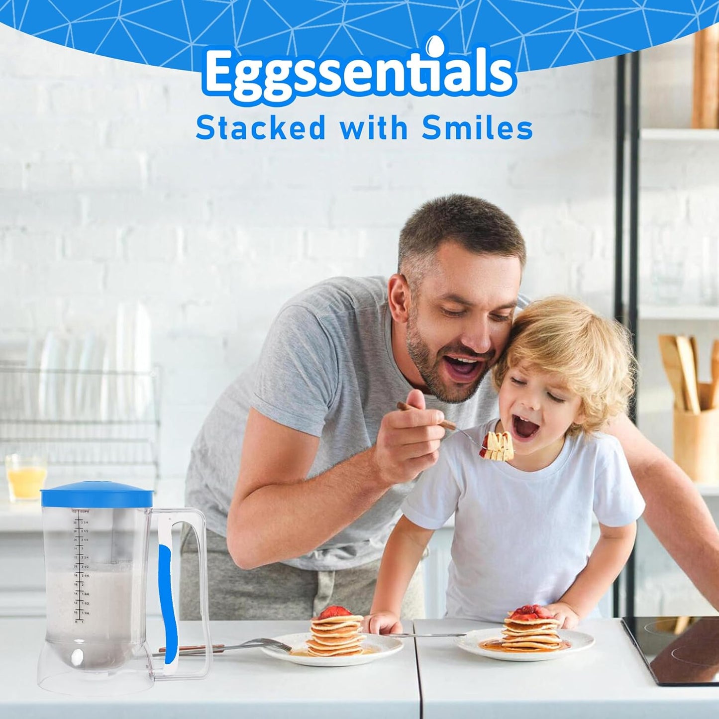 Eggssentials – Pancake Batter Dispenser, Batter dispenser with Squeeze Handle Mess-Free, Cupcakes, Waffles & More – Durable, Easy-Pour Pancake Dispenser Bottle for Smooth Baking