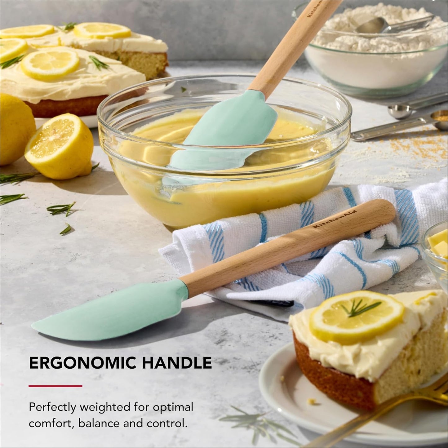 KitchenAid Bamboo Spatula Set, 2-Piece, Aqua Sky