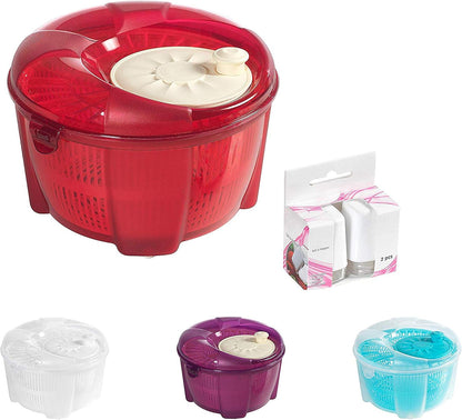 Mabel Home Salad Spinner, Salad Tosser and Mixer, 5,5 Quart, Vegetable Spinner -EXTRA Salt&Pepper Shaker inc. (Purple)