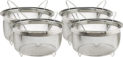 RSVP International Mesh Colander Strainer Basket with Folding Handles, 3 Quarts | For Pasta, Frying, & Salads | Dishwasher Safe | Use in Pressure Cookers | Steaming, Draining & Rinsing