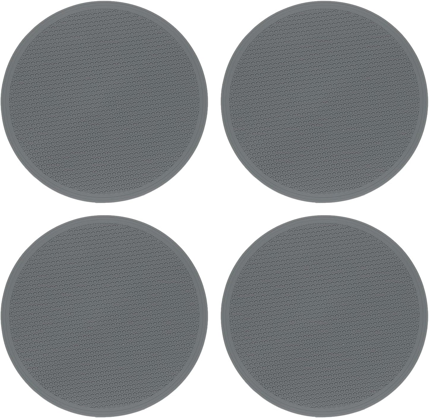 uxcell 4pcs Silicone Trivet Mats 7.9" Dia Round Non-Slip Silicone Pot Holders for Hot Pots and Pans, Heat Resistant Hot Pads for Kitchen Hot Dishes Table Countertops, Black