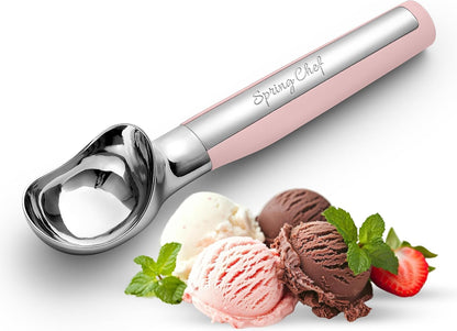 Spring Chef Heavy Duty Metal Ice Cream Scoop - Dishwasher Safe Ice Cream Scooper, Commercial Icecream Scoop Spade, Professional Kitchen Tool for Gelato, Melon, Sundae, Cookie Spoon - Black