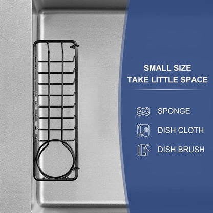3-In-1 Sponge Holder for Kitchen Sink with Suction Cups & Adhesive Hook , In-sink Sponge Holder, Wall Hanging Sink Caddy Organizer Rack - Sponge, Dish Cloth, Brush, Scrubber - 304 Stainless Steel