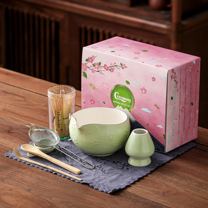 Clay&Fire Matcha Whisk Set, 9 pcs Ceramic Matcha Set, Gifts for Women,Matcha Bowl with Spout and Whisk, Matcha Kit for Matcha Lovers, Gift Mother's Day, Birthday, Anniversary