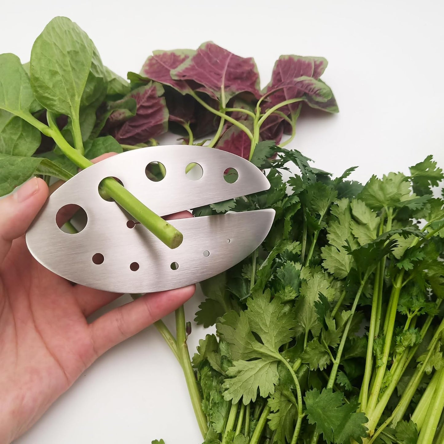 Herb Stripper, Stainless Steel Herb Leaf Stripping Tool, 11 holes Kitchen Kale, Chard, Vegetable Leaf Remover/Separator, Small Kitchen Gadgets - 1pcs, Silver