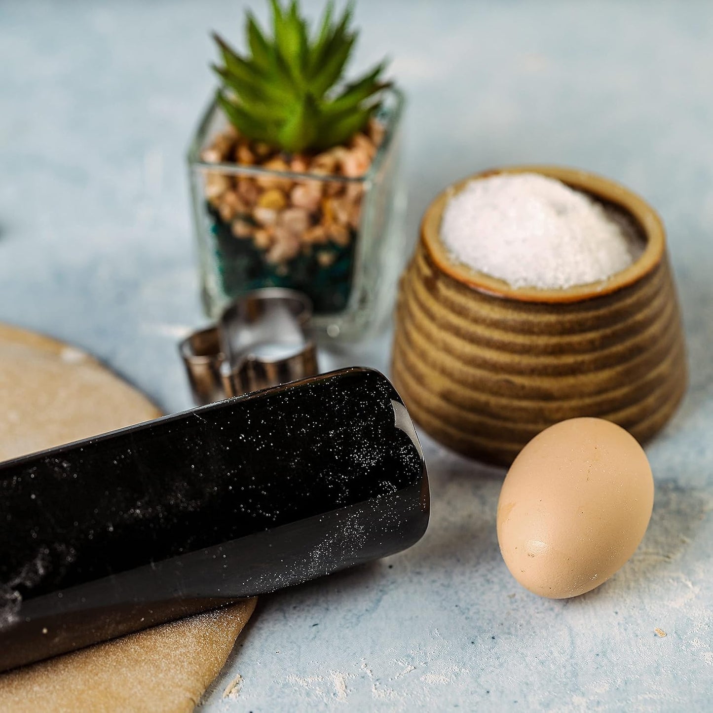 Marblous Krafts Marble French Rolling Pin for Dough, Black 12.5" Inches marble rolling pin with stand - rolling pins for baking and dough roller.