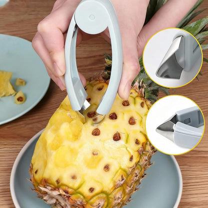 Strawberry Huller Stem Remover, Pineapple Eye Remover Tool, Twist-and-Remove Rotating Design Ergonomic Fatigue-Free Strawberry Pitter with Precision Tip for Camping & Meal Prep