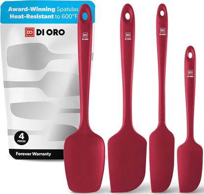 DI ORO Silicone Spatula Set - Rubber Kitchen Spatulas for Baking, Cooking, & Mixing - 600°F Heat-Resistant & BPA Free Silicone Scraper Spatulas for Nonstick Cookware - Dishwasher Safe (4pc, Black)