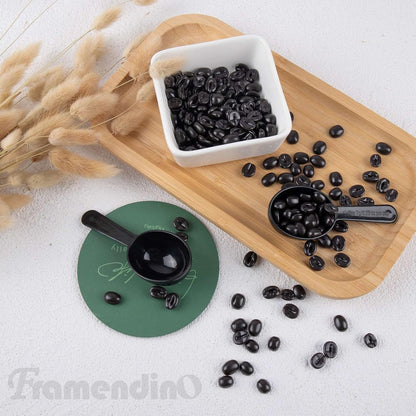 Framendino, 5 Pack Plastic Coffee Measuring Spoons Short Handle Scoops for Tea Sugar Cereal Milk Powder Spices Black 7g