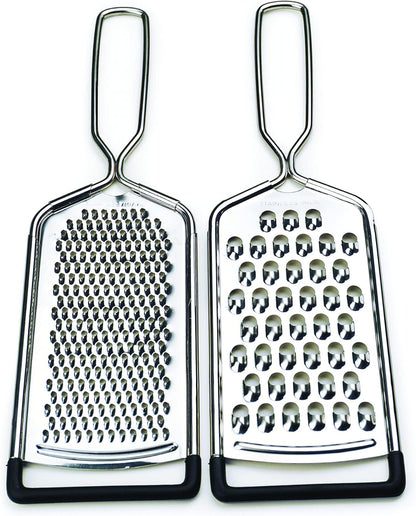 RSVP International Endurance Kitchen Collection Multi-Use Cheese Grater Handheld Potato Slicer Shredder for Hard & Soft Cheeses, Vegetables & Zesting, 6 x 5 x 9-3/4-Inch, Non-Slip Bottom