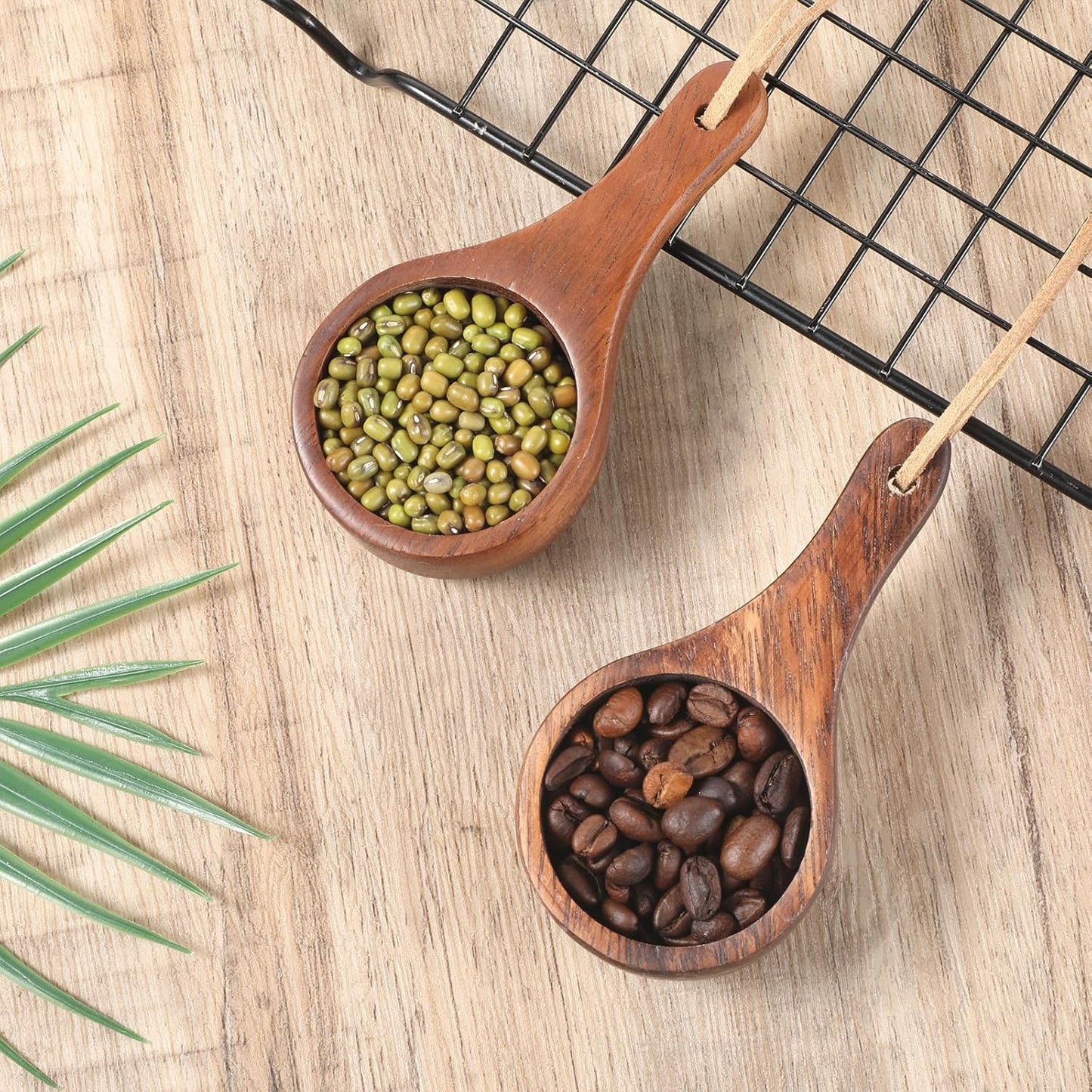 2 Pcs Coffee Scoop Short Handle Wooden Scoops for Canisters 30ml Wooden Measuring Spoons Tablespoon Ground Coffee Measure Scoop for Jars Kitchen Tools Utensils Mixing Stirrer Coffee-Beans, Tea, Sugar