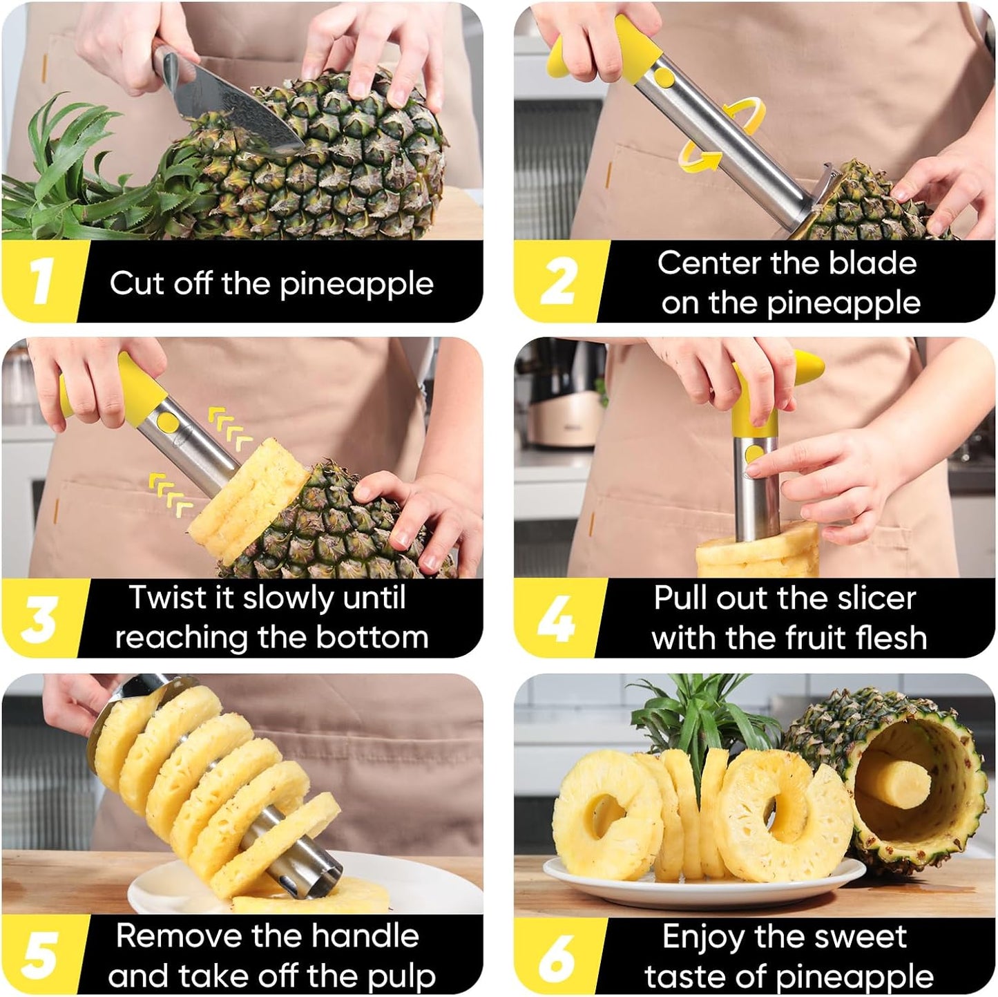 Pineapple Corer, [Upgraded, Reinforced, Thicker Blade] Newness Premium Pineapple Corer Remover, Stainless Steel Pineapple Core Tool for Home & Kitchen with Sharp Blade for Diced Fruit Ring (Blue)